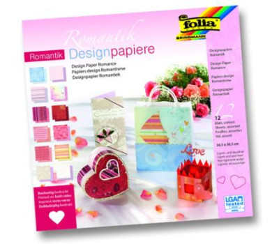 Набор дизайнерской бумаги Folia Design Papers Pads Romantic (Романтика) 190 г/м2, 30,5x30,5см Ассорти 12 листов