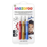 Набор ручек-кистей для грима Snazaroo Brush Pen, 3x2 мл, синий, золотой, красный