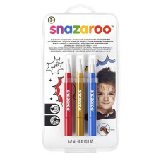Набір ручок-пензлів для гриму Snazaroo Brush Pen, 3x2 мл, синій, золотий, червоний