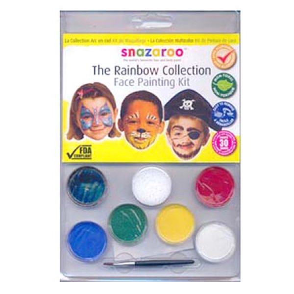 Набор красок для грима Snazaroo, кисточка + губка Rainbow , 6х2 мл арт. 1182020