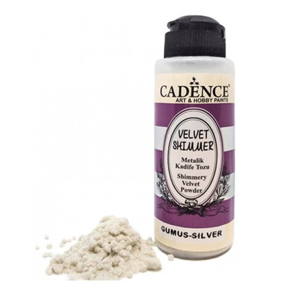 Пудра оксамитова перламутрова флок Velvet Powder Shimmer Cadence, 120 мл, Срібний