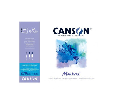 Альбом для акварели Canson Montval 270 г/м2, A3, см (12 листов)