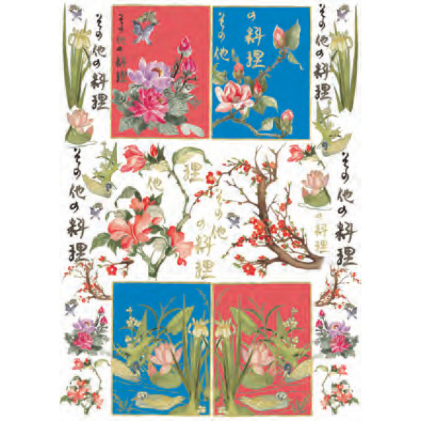 Карта для декупажу Японські квіти розмір 50x70 см