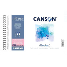 Альбом для акварели на спирали Montval Hot Pressed 300 г, 13,5x21 см, 12 листов, Canson