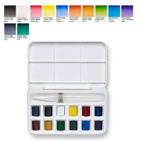 Набір акварельних фарб Winsor Newton Cotman Half Pan Brash Pen Set, 12 шт.