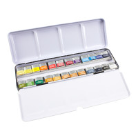 Тревел набор акварельных красок в металлическом пенале Winsor Professional Water Colour, 24 шт