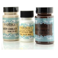 Набор меловой краски Cadence Very Chalky Home Decor №04: песчано-коричневый, шоколад (90 мл) + воск