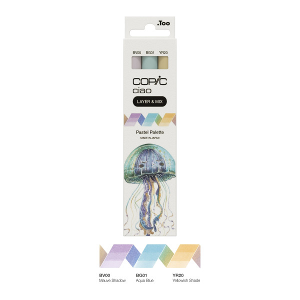 Набір маркерів Copic Ciao Set "Layer Mix" (3 шт), Pastel Palette (BV00+BG01+YR20)