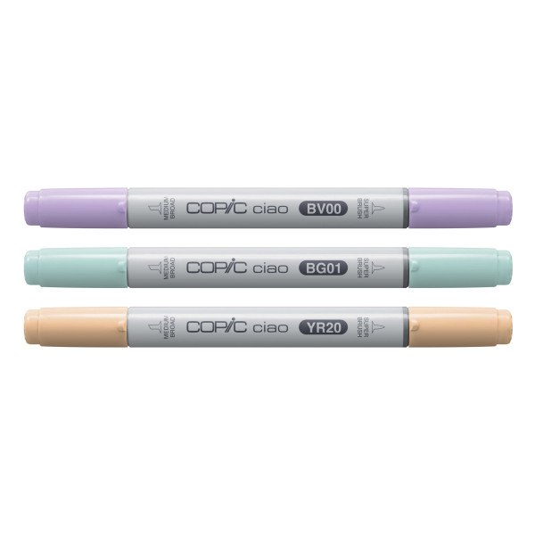 Набір маркерів Copic Ciao Set "Layer Mix" (3 шт), Pastel Palette (BV00+BG01+YR20)