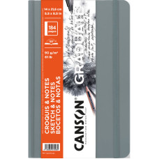 Блокнот Canson Graduate Sketch and Notes, жесткая обложка, 90 г, 14,8x21 см, 184 листов, Light grey
