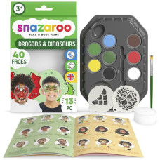 Набор для грима Snazaroo Dinosaur Dragon: 8 цветов, 1 губка, 1 кисточка, 2 трафарета, буклет