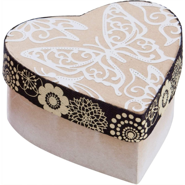 Бокс для декору Folia Small Cardboard Box Natural, Heart Серце, бежевий