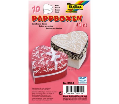 Бокс картонный для декора Folia Small Cardboard Box Natural, Heart Сердце, бежевый