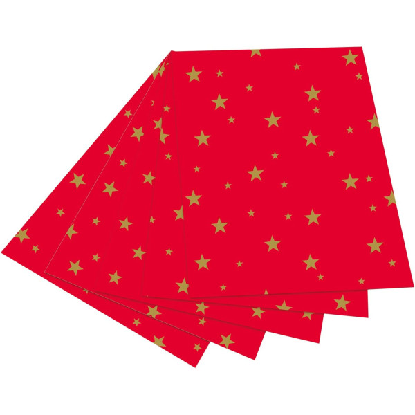 Картон для дизайну золоті зірки Folia Photo Mounting Board with gold stars 300 г/м2, 50x70 см, №20 Red Червоний