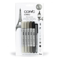 Набір спиртових маркерів Copic Ciao Set 5+1 Warm Gray Теплий сірий, 5 шт+лайнер