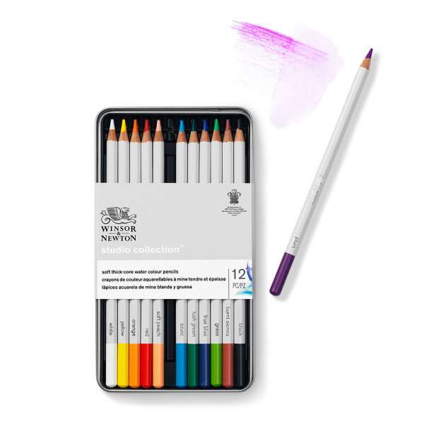 Набір акварельних олівців у металевому боксі Winsor Newton Studio, 12 шт.