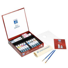 Акрилові фарби в наборі Lefranc Fine Acrylic Set "Discovery", 10х20мл, 1х40мл + добавки та аксесуари арт 236153