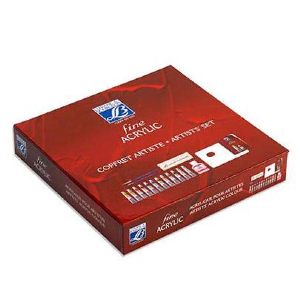 Акрилові фарби в наборі Lefranc Fine Acrylic Set "Discovery", 10х20 мл, 1х40 мл + добавки та аксесуари