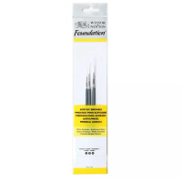 Набір пензлів синтетика Foundation Acrylic Brushes (3 шт: круглі №1,3,5), коротка ручка