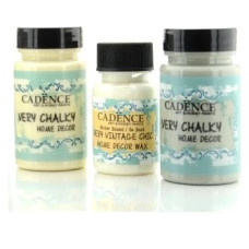 Набор меловой краски Cadence Very Chalky Home Decor №03: ириска, октябрьский туман (90 мл) + воск