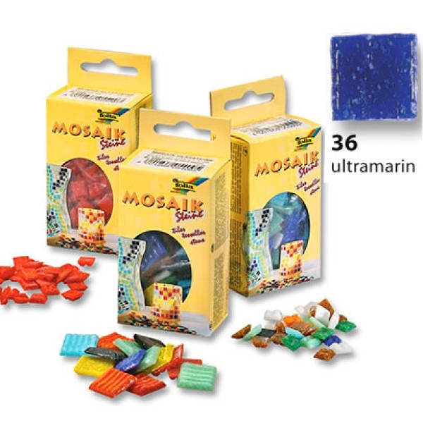 Мозаїка Folia Mosaic-glass tiles 200 г/м2, 10x10 мм, (300 шт), №36 Ultramarine (Ультрамариновий)