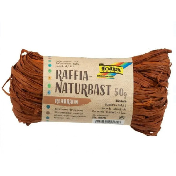 Рафія в мотках Folia Raffia-natural quality 50 гр №75 Deer brown Коричневий