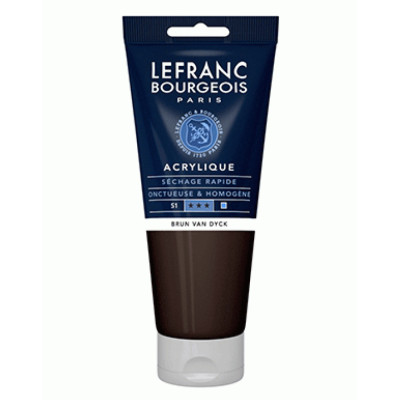 Акриловая краска Lefranc Fine Acrylic Color 200 мл, 111 Van dyck brown Ван дайк коричневый