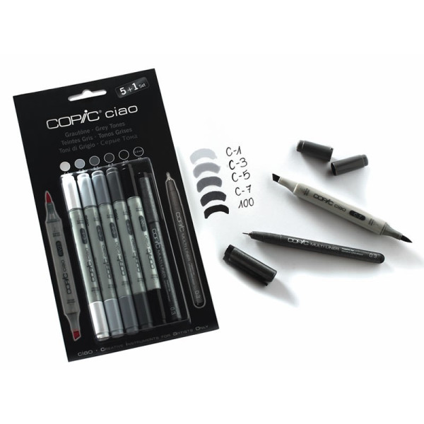 Набір маркерів Copic Ciao Set 5+1 (сірі кольори + лайнер)