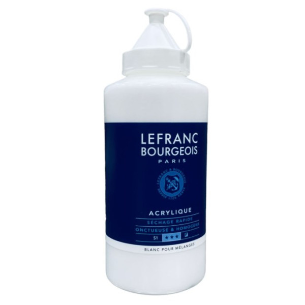 Акрилова фарба Lefranc Fine Acrylic Color 750 мл №008 TITANIUM WHITE Титанові білила