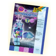 Набор картона с блестками Folia Glitter Board Лед 300 гр, 24х34 см 5 листов