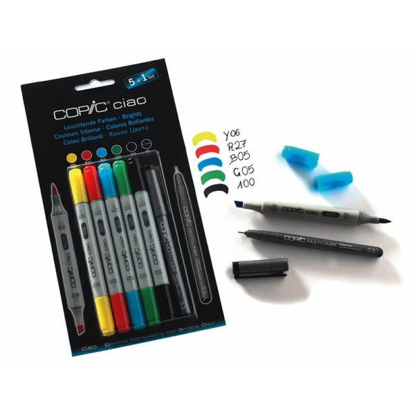 Набір маркерів Copic Ciao set 5+1, яскраві кольори + лайнер