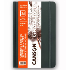 Блокнот Canson Graduate Sketch and Notes, твердый переплет, 90 г, 14,8x21 см, 184 листов, Dark grey
