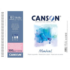 Альбом для акварели на спирали Montval Hot Pressed 300 г, 24x32 см, 12 листов, Canson