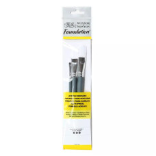Набір пензлів синтетика Foundation Acrylic Brushes (3 шт.: плоскі №4,10,14), коротка ручка