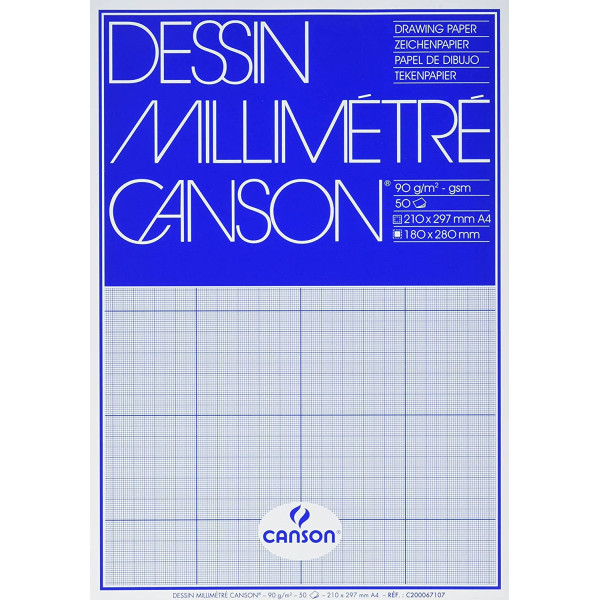 Бумага миллиметровка Canson Millimeter Paper 72 г/м2, A4 12 листов, bistre