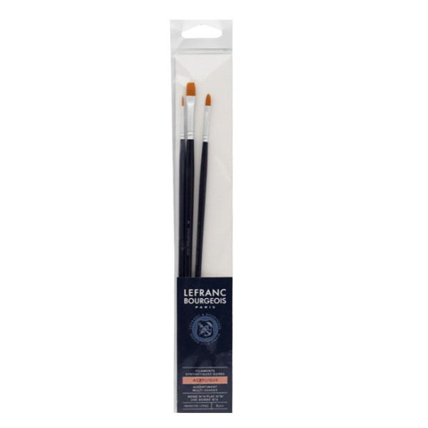 Набор кистей синтетика Lefranc Fine Synthetic Brushes Set, 3 шт (№ 4, 8, 4)