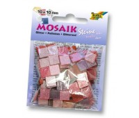 Мозаїка глітерна Folia Glitter, 45 г/м2, 10x10 мм, 190 шт, № 01 Pink Рожевий
