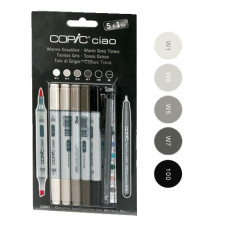 Набір спиртових маркерів Copic Ciao Set 5+1 Warm Gray Теплий сірий, 5 шт+лайнер