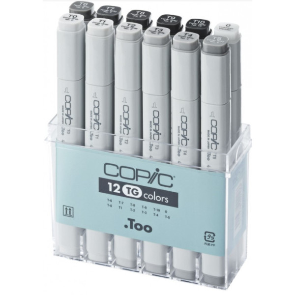 Набір спиртових маркерів Copic Classic Set Toner Grey, сірі колекція 12 шт.