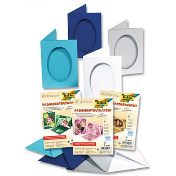 Заготовка для листівки овального паспарту Folia, 220 г/м2, 10,5x15 см, № 30 Sky blue Небесно-блакитний