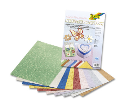 Набор дизайнерской бумаги Folia, Creative Card Marguerite metallic 230 г/м2, 23x33 см, Маргаритки металлик, 10 листов