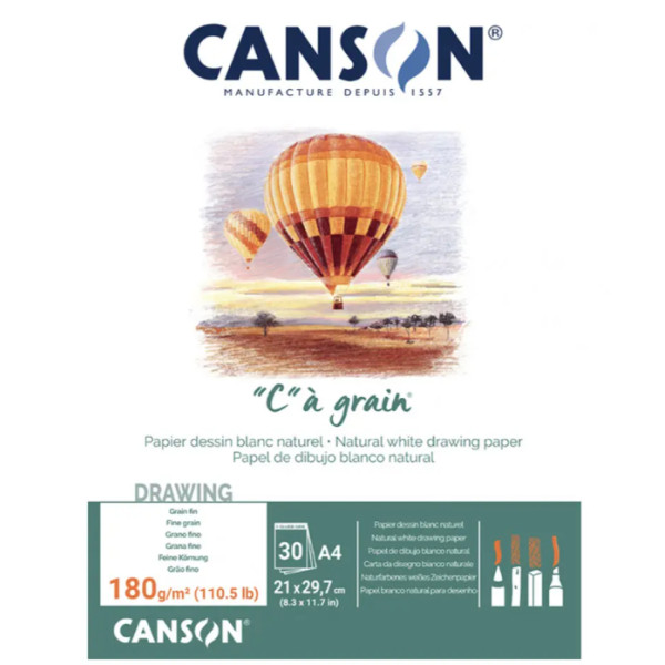 Альбом для эскизов "C" ? grain Fine grain 180 г, 21x29,7 см - A4, 30 листов, Canson
