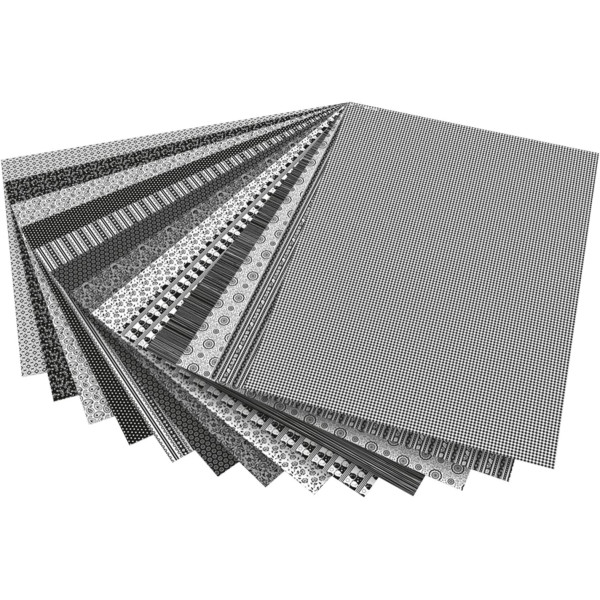 Набор бумаги дизайнерской Folia Designers Pads 80/270 гр, 24х34 см, Black/white Черно-белые, 26 листов