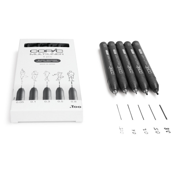 Набор лайнеров Copic Multiliner, 5 шт (0,05+0,1+0,3+0,5+0,8), черный