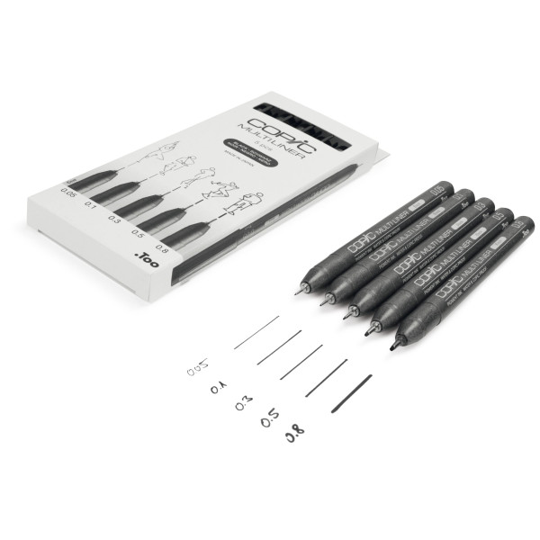 Набор лайнеров Copic Multiliner, 5 шт (0,05+0,1+0,3+0,5+0,8), черный