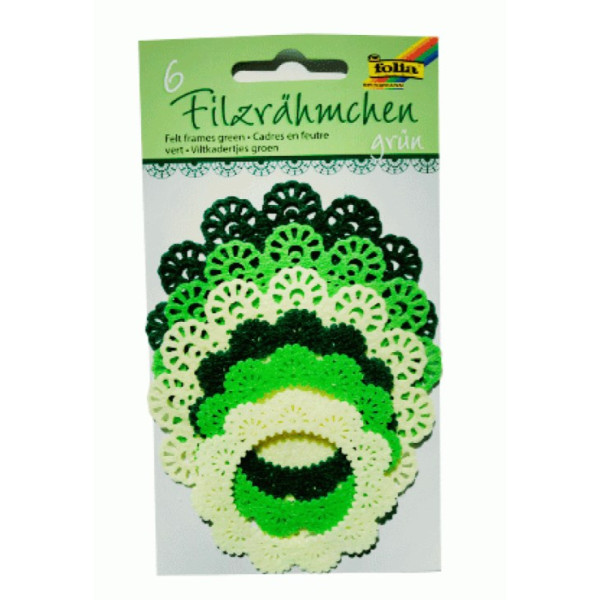Набор высечек из фетра для декорирования Folia Felt Frames Green 150 г/м2, d 7-10 см, зеленые оттенки