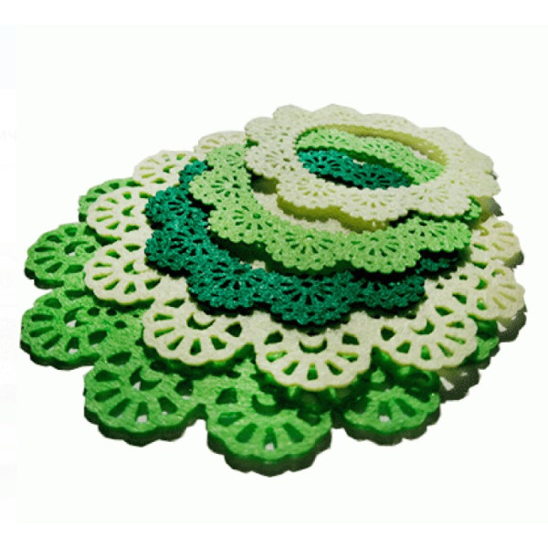 Набор высечек из фетра для декорирования Folia Felt Frames Green 150 г/м2, d 7-10 см, зеленые оттенки