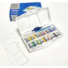 Набор акварельных красок Winsor Newton Cotman Half Pan HaLf Pan Studio Set, 12 шт + кисть