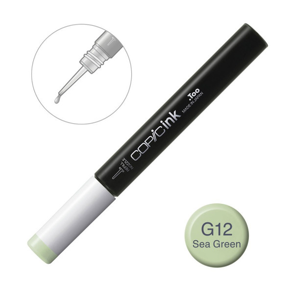 Чернила для заправки маркеров Copic Ink G-12 Sea green Морской зеленый, 12 мл