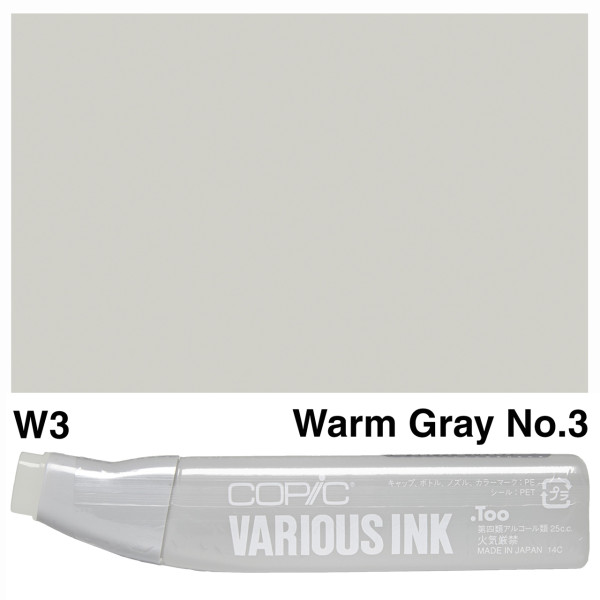 Чернила для маркеров Copic Various Ink W-3 Warm gray Теплый серый арт 2007608